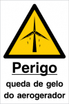 Sinal para parques eólicos, perigo, Queda de gelo do aerogerador