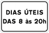 Sinal de trânsito, indicadores de aplicação, Dias úteis das 8 às 20h