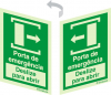 Sinal 2 faces para portas de vidro, Porta de emergência, deslize para a direita para abrir e Porta de emergência, deslize para a esquerda para abri